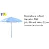 SUNNY STAR BLUE OMBRELLONE OXFORD DIAMETRO 200 CENTIMETRI PALO IN FIBRA DI VETRO