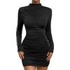 BKEPDY Abito da Donna Maniche Lunghe Sexy Vestito Maglione Elegante Vestito Invernale a Collo Alto in Maglia Abito Maglione Vestiti Casual Elegante Lungo(M)