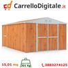 Box in Acciaio Zincato Casetta da Giardino in Lamiera 3.27 x 4.59 m x h2.15 m - 201 KG - 15,01 metri quadri - LEGNO