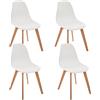 WELL HOME MOBILIARIO & DECORACIÓN Scandinava Set di 4 sedie, Polipropilene Faggio, L.34xP.33xH.57