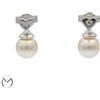 Orecchini oro bianco 18 kt 750 cuore perle 7/7,5 mm diamanti 0,02 ct -359/ST-