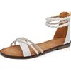 IF Fashion Scarpe Sandali Bassi Estivi da Donna Con Fasce Cinturino Strass Brillantini 6W9110 bianco N.37