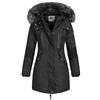 Geographical Norway - Giacca invernale da donna Coracle/Coraly XL con cappuccio in pelliccia Nero II S