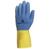 DELTAPLUS Guanti da lavoro industriale Duocolor 330 - lattice floccato cotone - taglia 08-09 - blu-giallo - Deltaplus (unità vendita 1 pz.)