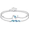 ONEFINITY Bracciale da donna a forma di tartaruga/balena/delfino, in argento Sterling 925, blu opale, regolabile, stile oceano, idea regalo, 7+2 Zoll, Argento sterling, Opale