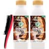 FEI FAN Balsamo Hair Food, Per Capelli Secchi e Ricci, Districa, Nutre, Anti-Crespo, Rigenera Ricci 350ml, Burro Di Cacao (2 Unità) + Spazzola Per Capelli