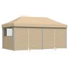 vidaXL AX Tendone Pop Up Gazebo Pieghevole 5.8x2.92x3.15m Beige Blu Finestre 0K 4004951