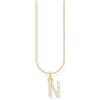 Thomas Sabo Collana con lettera N, argento dorato con zirconi, Oro giallo, KE2253-414-14