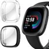 Niboow Cover [2 Pezzi] per Fitbit Versa 4/Sense 2, con Pellicola Protettiva, Protezione Ultra Sottile TPU Custodia, Morbida Custodiain per Fitbit Versa 4/Sense 2 - Nero + Trasparente