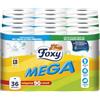 Foxy Mega | Carta igienica 36 rotoli| 480 strappi| Decorata |100% Energia elettrica rinnovabile| Confezione prodotta con plastica riciclata