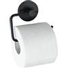 Wenko Vacuum-Loc-Portarotolo di Carta igienica Milazzo, Fissaggio Senza Fori, Lega di Acciaio, Nero, 13,5 x 10,5 x 3,7 cm