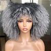 Hgvcfcv Parrucca Corta Afro Crespa Riccia Con Frangia Per Parrucca Da Donna Nera Parrucche Per Feste Di Halloween Parrucca Afro Riccia