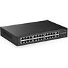 YuLinca Switch Poe a 24 Porte, Porte Poe+ da 10/100Mbps, 2 Uplink Gigabit Ethernet, IEEE802.3af/at, Max 300W, VLAN e Poe Extend 250m, Switch Ethernet Non gestito Senza Ventola con Montaggio a Rack