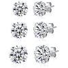 SILBERTALE Set di 3 Paia Orecchini Donna Uomo Argento 925 Zirconia Cubica da 3 a 8 mm Gioielli Brillante Regalo Eleganti