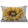 BGBDEIA Federa per cuscino con girasole vintage con design retrò, in cotone e lino, decorativa, rettangolare, per divano e letto, 30 x 50 cm