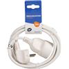ITENSE - Prolungatore, prolunga elettrica - Prolunga elettrica - Prolunga 2 m - Intensità: 16 A - Cavo HO5VV-F - 3G1 mm² - Colore: Bianco - Uso interno - Lunghezza: 2 m