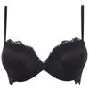 LORMAR Reggiseno Balconcino Push Up +2 Taglie Formedouble Pizzo (4, Nero)