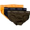 Calvin Klein Confezione 3 Slip Uomo tripack Mutande CK Articolo U2661G 3P Hip Brief, 208 Orange/Blue Shadow/Process Green, M