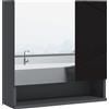 kleankin Armadietto con Specchiera Bagno a 2 Ante e Mensole Regolabili in Legno, 55x17x55cm, Nero|Aosom