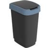 ROTHO Pattumiera con coperchio basculante - 25 L - 33,3 x 25,2 x 47,6 cm - PPL - nero-blu - Rotho (unità vendita 1 pz.)