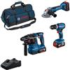 BOSCH PROFESSIONAL Kit 3 elettroutensili 18V Bosch Professional GSB 18V-45 + GWS 18V-10 + GBH 18V-22