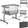 lionelo Aurora 3in1 Culla Co-sleeping e Lettino da viaggio per neonato bambini fino 9kg Regolabile in altezza e Inclinazione Parete aperta rete traspirata Materasso innovativo Zanzariera