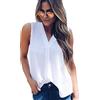 WQEPYY Donna Canotte Estive Scollo a V Chiffon Canotte da Donna Top Senza Maniche Camicia Elegante Tank Top Estate Camicia Tops Casual Flowy T-Shirt (Bianco L)