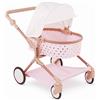 LullaBaby - Passeggino per bambole gemelle - Passeggino giocattolo rosa con stelle dorate - Tettuccio pieghevole, ruote girevoli e cestino portaoggetti - Giocattolo per bambini da 2 anni in su