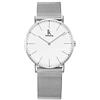 Alienwork IK Orologio Uomo Donna Argento Cinturino in Maglia Metallo Bianco Ultra-sottile