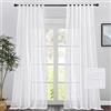 PONY DANCE Tende Bianche Soggiorno con Passanti 2 Pezzi 140x280 CM Tende Semitrasparenti per Salotto Moderne Curtains Camera da Letto Moderne con Effetto Lino