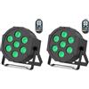DELIBANG 2 Pezzi Faro a Par LED RGBW, 7 LED Luce da Palcoscenico DMX512 con Telecomando e Attivazione del Suono, Luce da Discoteca Per Disco DJ Festa Bar Halloween Natale