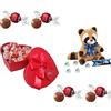 Zeus Party Scatola SAN VALENTINO rossa a forma di cuore con 250 gr di cioccolatini al latte + Peluche BACI PERUGINA orsetto lavatore con 37,50 gr di BACI perugina