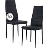 anrekl Set di 2 sedie da sala da pranzo con braccioli, gambe in metallo, moderna sedia da cucina, comoda e imbottita, per sala da pranzo, soggiorno, cucina, colore nero