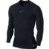 Nike - Maglietta a Maniche Lunghe PRO Combat da Uomo, in Tessuto Leggero e Privo di Cuciture, Taglia S, Colore: Nero/Grigio Chiaro, Nero (Nero/Grigio Freddo), M