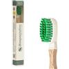 OnWood Spazzolino in Legno con Setole Naturali Antibatteriche - Ideali per Gengive Sensibili - MADE IN ITALY - Testina in Caucciù Intercambiabile - Biodegradabile ed Ecologico (Verde)
