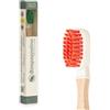 OnWood Spazzolino in Legno con Setole Naturali Antibatteriche - Ideali per Gengive Sensibili - MADE IN ITALY - Testina in Caucciù Intercambiabile - Biodegradabile ed Ecologico (Rosso)