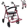 Mobiclinic® pro, Deambulatore per anziani, Con seduta e poggiapiedi, Fabbricato in alluminio, Forte leggero, Pieghevole regolabile, Marchio europeo, Modello colón, Colore bordeaux