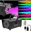 Qdreclod Nebbia Macchina del Fumo 500W con 3 LED RGB, Mini Portatile con 2 Telecomandi, Automatica, 300ml Serbatoio per Halloween Matrimonio DJ Feste Discoteca Palco (D)