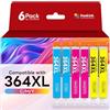Hookink 364XL 364 XL Cartucce Compatibili per HP 364XL, 2 Ciano, 2 Magenta, 2 Giallo, per Deskjet 3520 3070A per Officejet 4620 4622 per Photosmart 5510 5520 6510 6520 7520 (6-Pezzi)