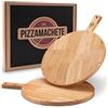 PIZZAMACHETE Piatto per pizza in legno di gomma, accessorio per pizza a casa, tagliere rotondo, piatto, focacia o pane, tagliere in legno, 30,5 cm, set da 2 pezzi