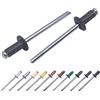 Marcopol Confezione da 100 rivetti ciechi verniciati, 3,2 x 8 mm, testa a cupola, DIN 7337, rivetti in alluminio e mandrino in acciaio, rivetti pop (100, grigio grafite RAL 7024)