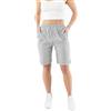 URBAN STITCH Pantaloni Capri da donna, con tasche, casual, lunghezza intera, elasticizzati, a vita alta, da salotto, taglie forti, Grigio (Pantaloncini), 52