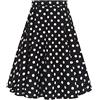 FYMNSI Gonna rockabilly da donna vintage anni '50 con stampa floreale retrò a pieghe elastica a vita alta, Nero a pois, XL