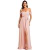 Ever-Pretty Vestito da Damigella d'Onore Spacco Fionda Senza Maniche Chiffon Stile Impero Abito da Cerimonia Estivo Chic Rosa 44