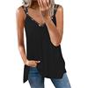 Generic Moda donna Casual lucido scollo a V senza maniche canotta Top donna manica corta camicette, Nero , M