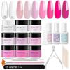 Aokitec 8+1 colori Dip Powder Nail Kit - Facile da Usare, Smalto Unghie Colori Rosa, Kit Semipermanente Unghie, Smalto in Polvere ad Immersione per Unghie, Kit Ricostruzione Unghie per nail art