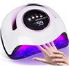 GUHAOOL Lampada Unghie UV LED, 180W Fornetto Unghie Può Curare Rapidamente, con 4 Timer 10s/30s/60s/99s,Sensore Di Avvio Automatico, LCD Display Lampada per unghie per Gel Nail Polish Light, Bianco