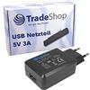Trade-Shop Alimentatore USB universale 5V/3A Adattatore da viaggio Caricatore con presa di corrente Adattatore USB per molti dispositivi Dispositivo di navigazione Altoparlante Bluetooth