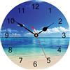 TAHEAT 20 cm Moderno Piccolo Orologio da parete, Blu Mare Spiaggia Silenzioso Orologi, Legno Orologio da parete per Cucina/Camera da letto/Soggiorno/Bagno
