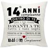 Yamonic Regalo Compleanno Decorazioni per Ragazze Ragazzi Regalo di Compleanno Copertura del Cuscino di Compleanno per gli amici di famiglia Regalo di buon compleanno 45X45CM Copricuscini Regalo per 14 anni